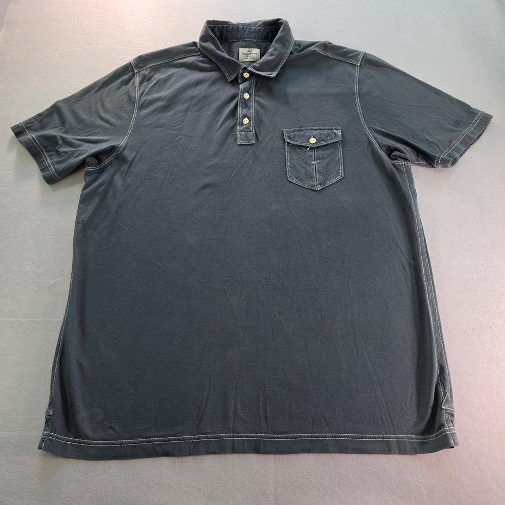 Tommy Bahama Jeans XL Gray Cotton Tencel Polo Coastal Preppy Casual Pocket